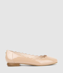 FARA Scalloped Ballet Flat in Nude Patent