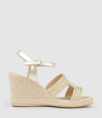 MOTIF Geometric Weave High Espadrille in Gold - Edward Meller