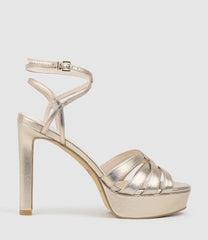 SYREN110 Ankle Wrap Platform Sandal in Rosegold