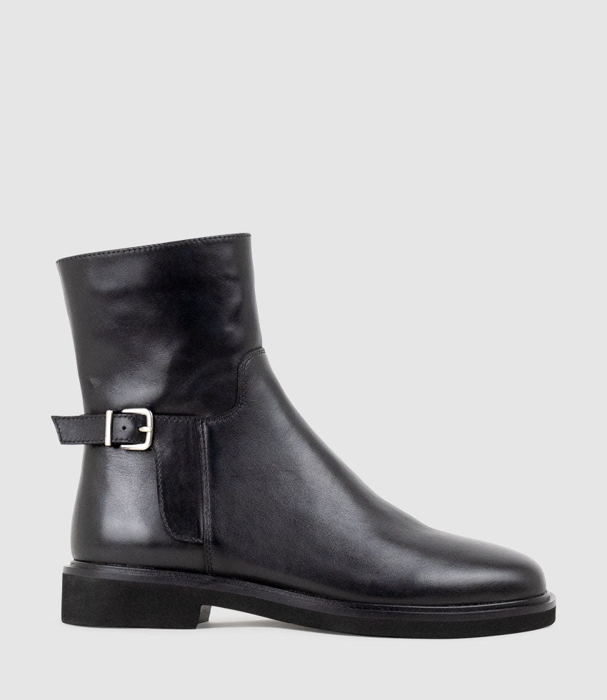 UTURN Ankle Boot with Buckle in Black Calf
