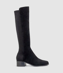 VARA40 Half and Half Knee High Boot in Black Suede