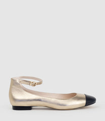 FONDA Cap Toe Ballet with Ankle Strap in Rosegold