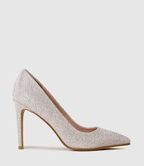 GAGA 100mm Pointed Toe Pump in Silver Ritz