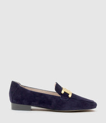 GRADY Moccasin with Hardware in Navy Suede