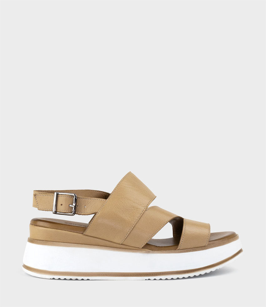 LAITH Asymmetrical Sandal on Unit in Nude - Edward Meller