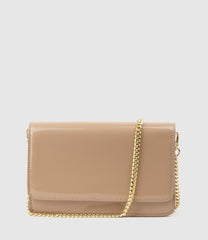 NYA Structured Crossbody Bag in Nude Patent