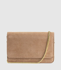 NYA Structured Crossbody Bag in Nude Suede