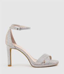 SANTO90 Asymmetrical Platform Sandal in Silver Ritz