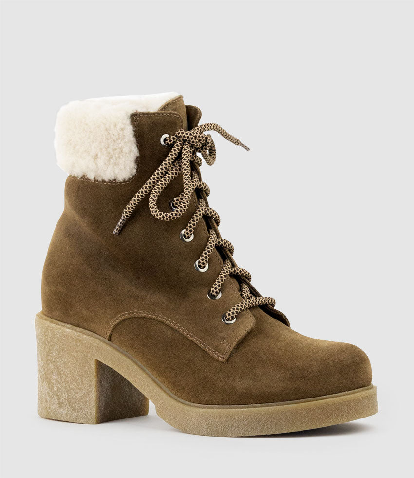 SASSY Double Zip Ankle Boot in Espresso Suede - Edward Meller