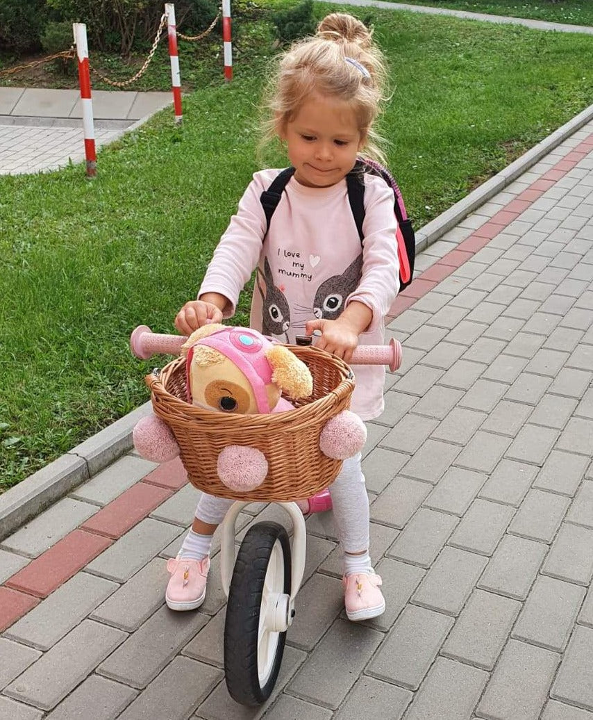 Merchandiser struik Gasvormig Rieten fietsmandje voor kinderen (met riem, verkrijgbaar in vele kleur –  Sweet House Korbwaren