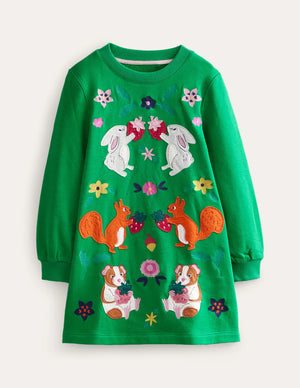 NWOT Mini Boden Cosy Appliqué Sweatshirt Dress - Mini World Explorers