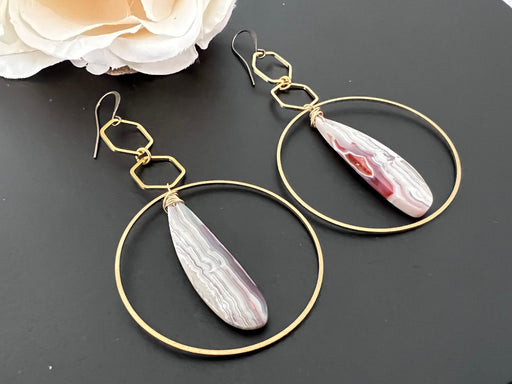 Complexed Simplicity Collection Statement Textured Earrings Small Faux  Crazy Lace Agate Clay Jewelry Gold Clay Beads Stud 