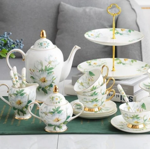 Afternoon Tea Sets | Flower hand painted fine bone china tea set  