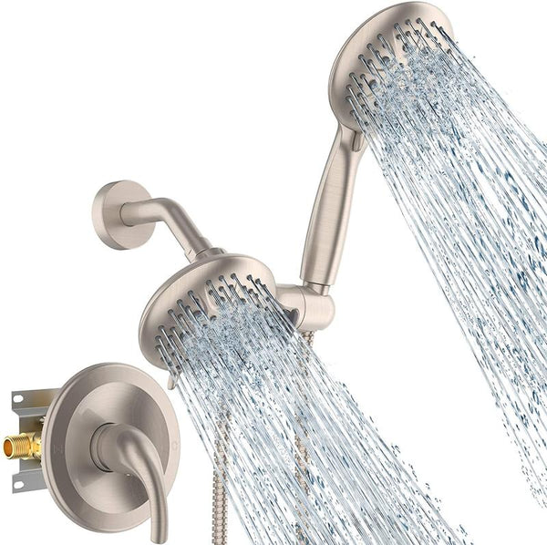 Brushed Nickel Handheld Showerhead & Rain Shower Combo Set 