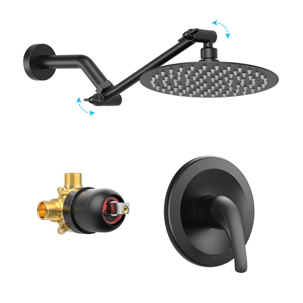 Complete Matte Black Shower Set with Adjustable Shower Arm Extension from SR Sunrise