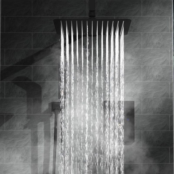 Matte Black Ceiling-Mounted Shower System from SR Sunrise