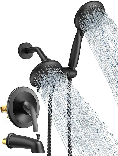 Matte Black Dual-2-in-1 Shower System Combo with Tub Spout from SR Sunrise