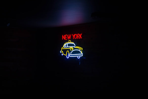New York Taxi Cab LED sign in the dark