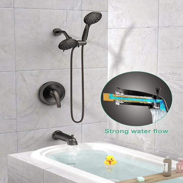 Oil-Rubbed Bronze Dual 2-in-1 Shower System Combo with Tub Spout