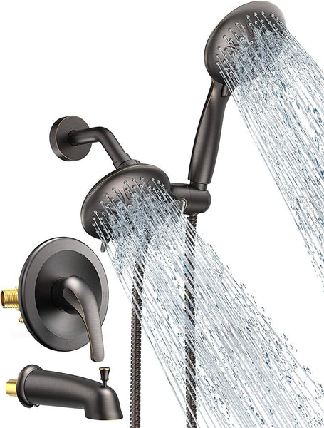 Oil-Rubbed Bronze Dual 2-in-1 Shower System Combo with Tub Spout 