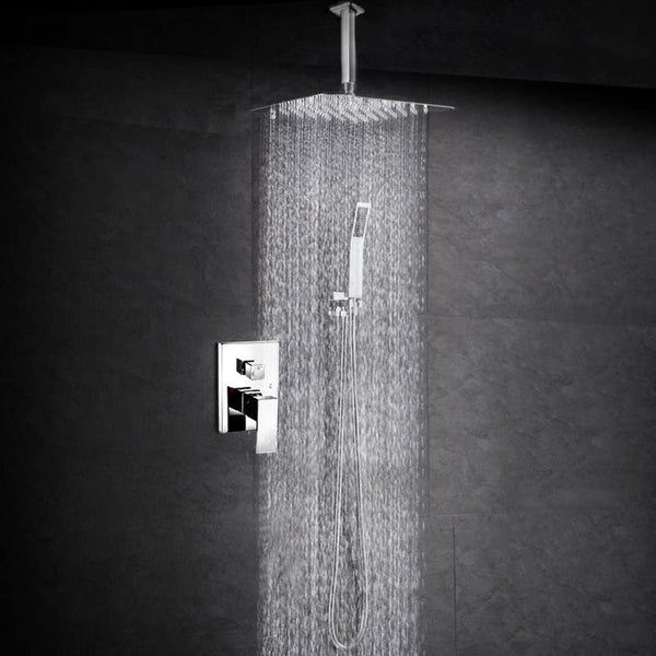 Polished Chrome Ceiling-Mount Shower System