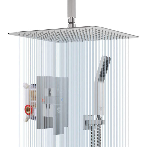 Brushed Nickel Ceiling-Mounted Shower System from SR Sunrise