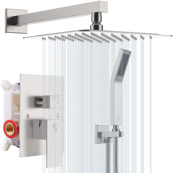 Brushed Nickel Wall-Mounted Shower System from SR Sunrise