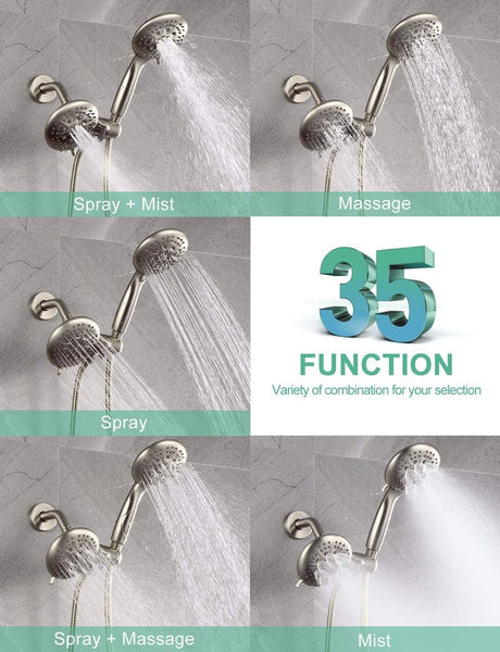 The 35 functions of the Dual 2-in-1 Shower System Combo with Tub Spout