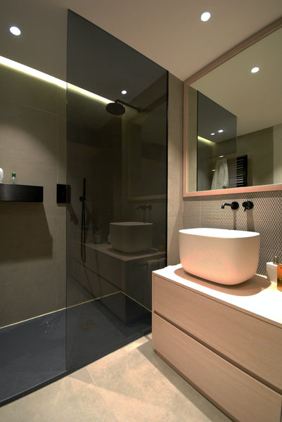 modern bathroom with ambient lighting