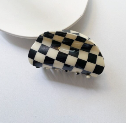 Black & White Checker Claw Clip
