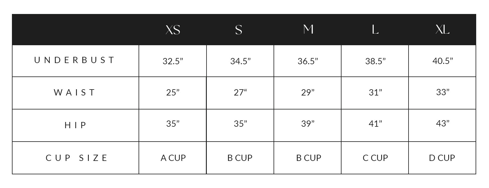 SAHARA RAY SIZE CHART