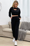 Cut Out Crop Top and Joggers Set - Price Connection
