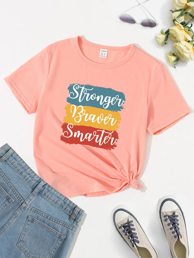 Girls Letter Graphic Crew Neck Tee - Price Connection