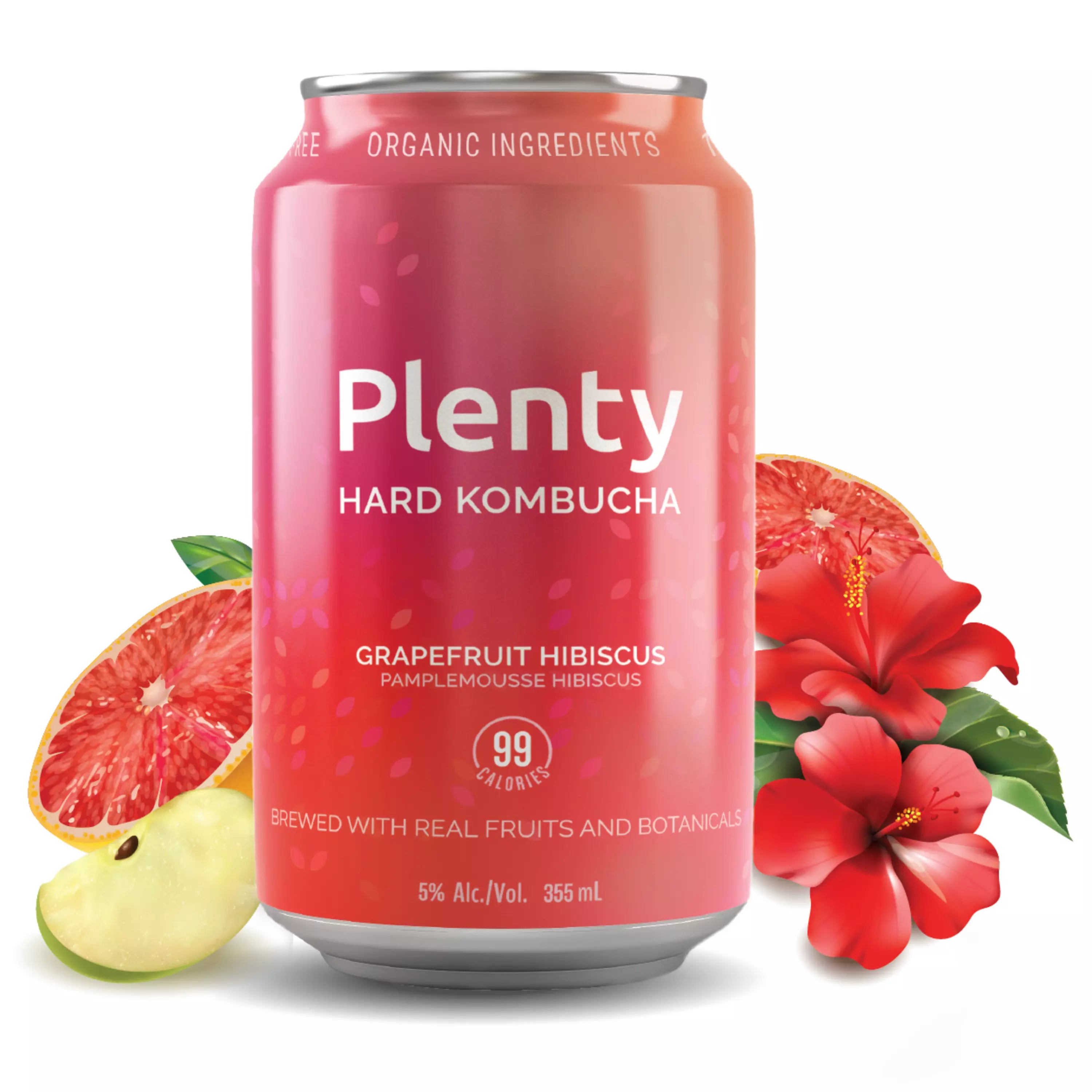 Plenty hard kombucha grapefruit hibiscus rendered can