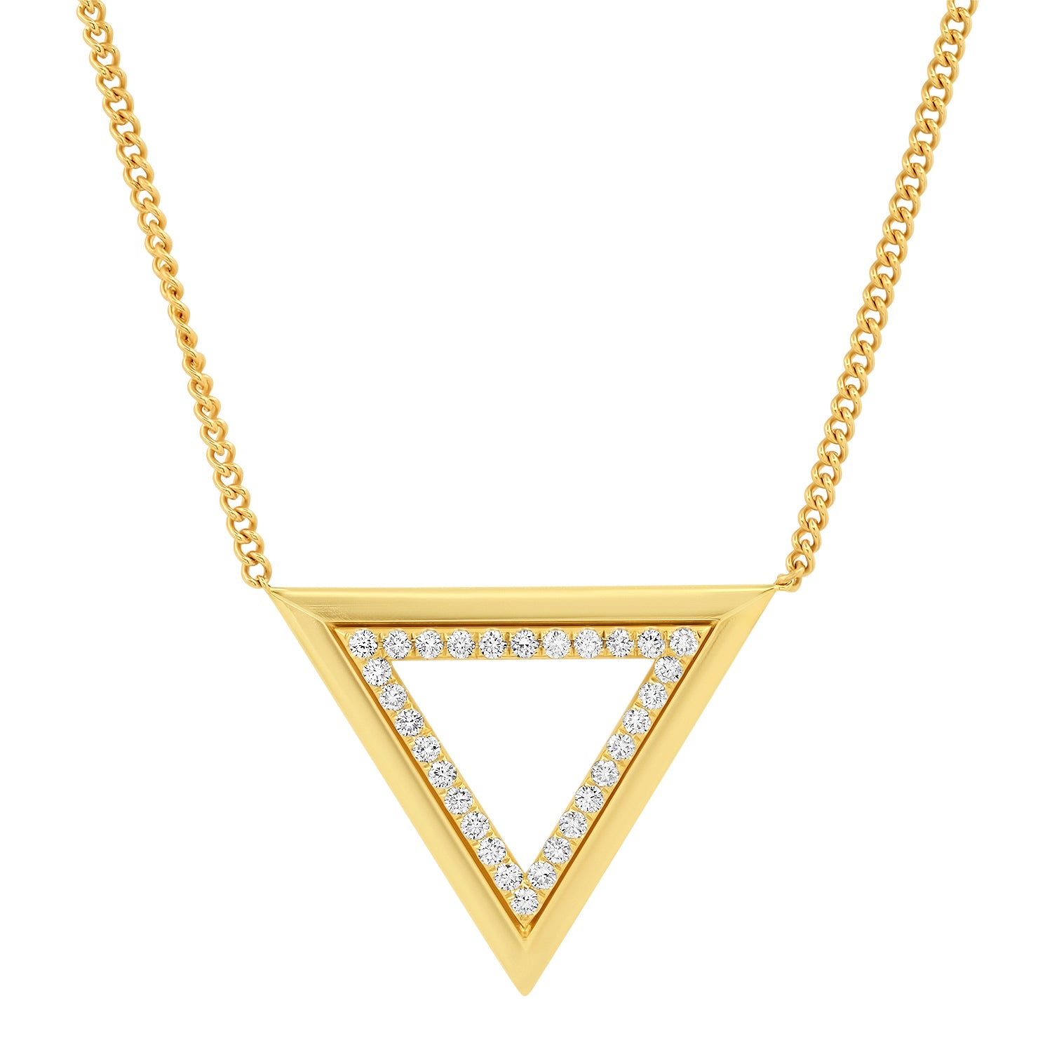 18ct Yellow Gold Geometric Triangle Diamond Pendant Necklace | Ace Jewellery
