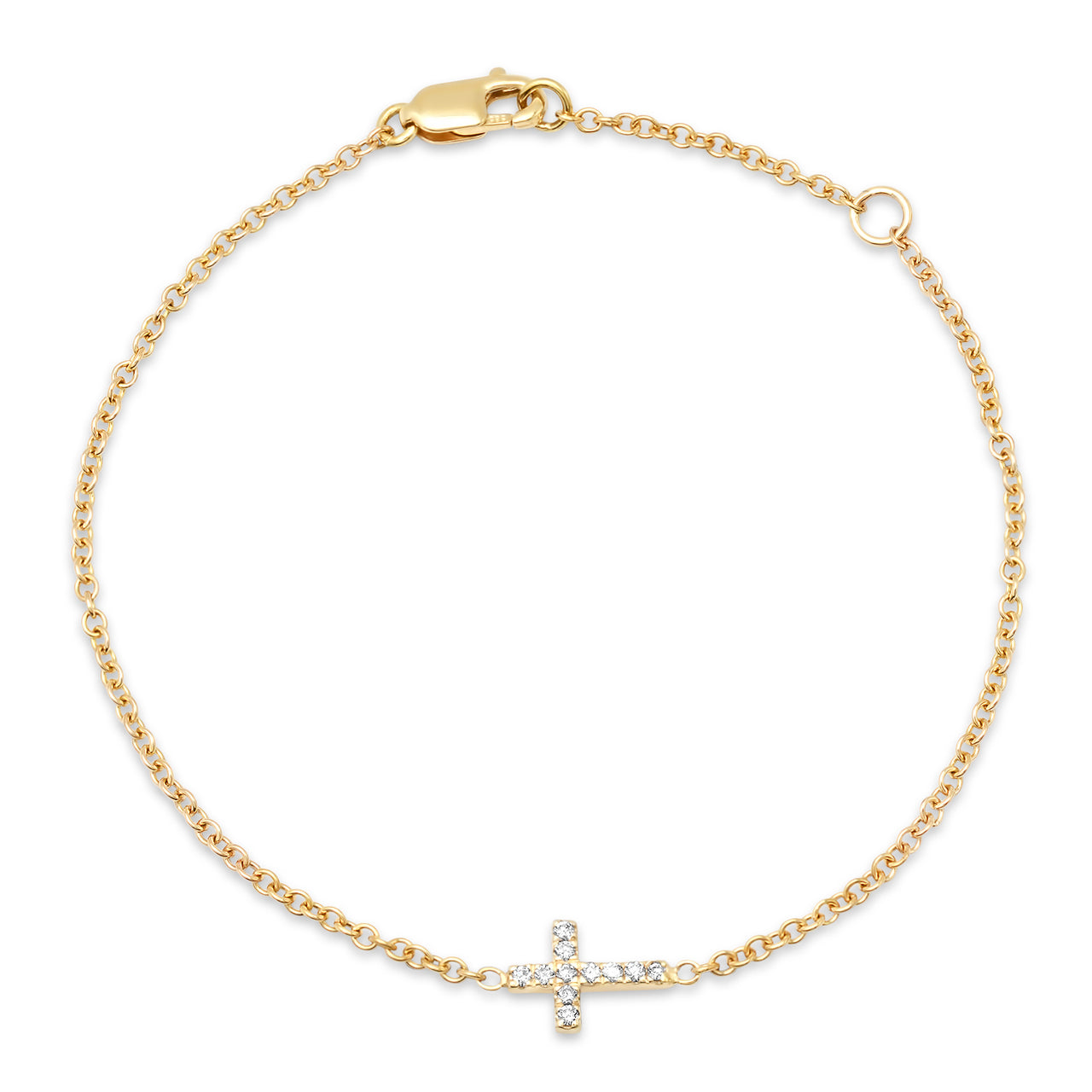 gold diamond cross bracelet