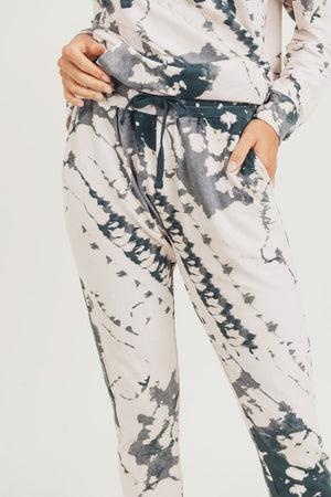 Brushed Tie Dye Skinny Jogger with Ruched Ankle Detail