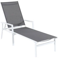 Hanover Naples 3pc Chaise Set: 2 Alum Chaise Lounges and Tile Top Fire Pit - White/Gray - Kozy Korner Fire Pits