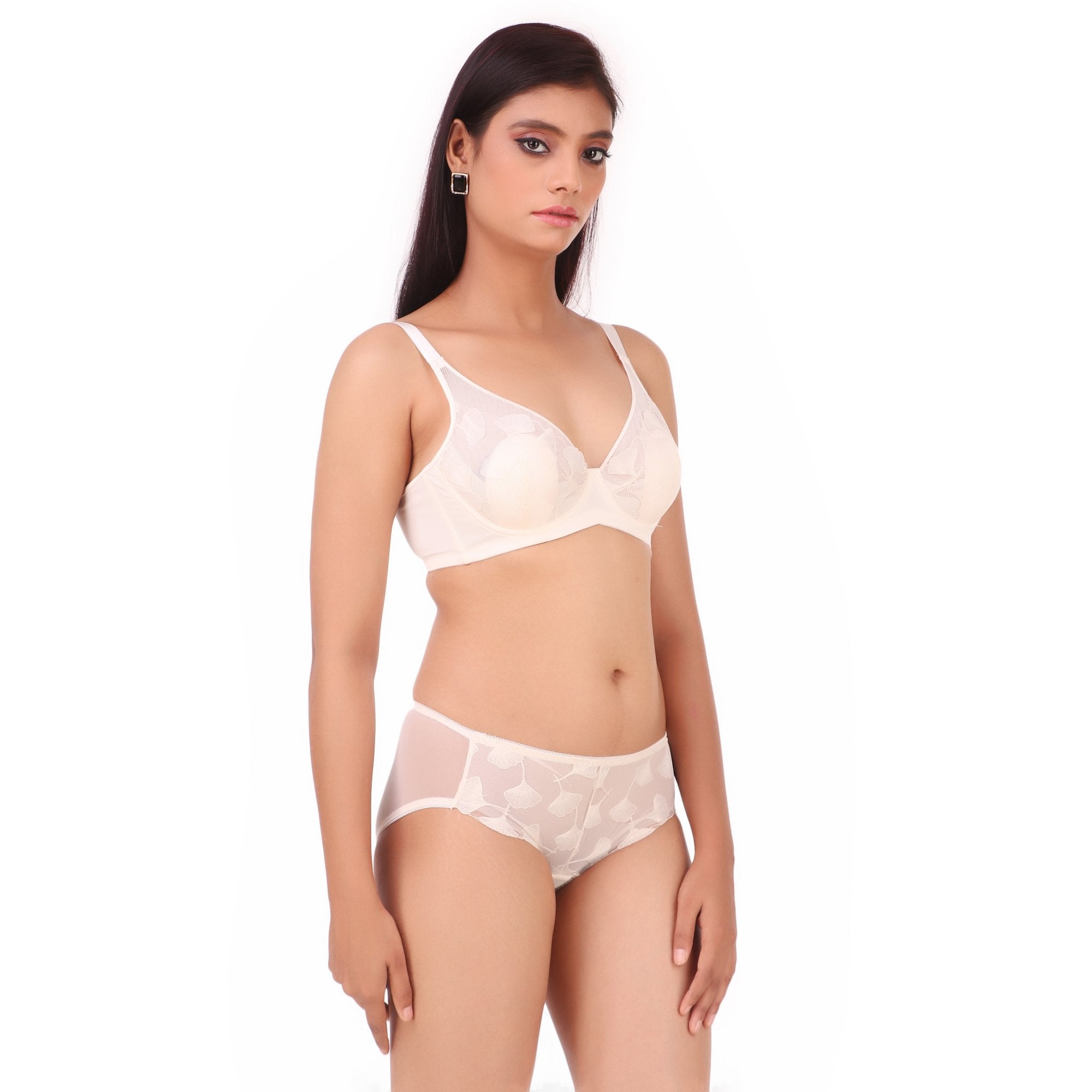 Buy online White Satin Bra And Panty Set from lingerie for Women