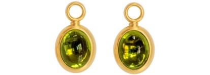 Einhänger 750 Weißgold mit Peridot Cabochons