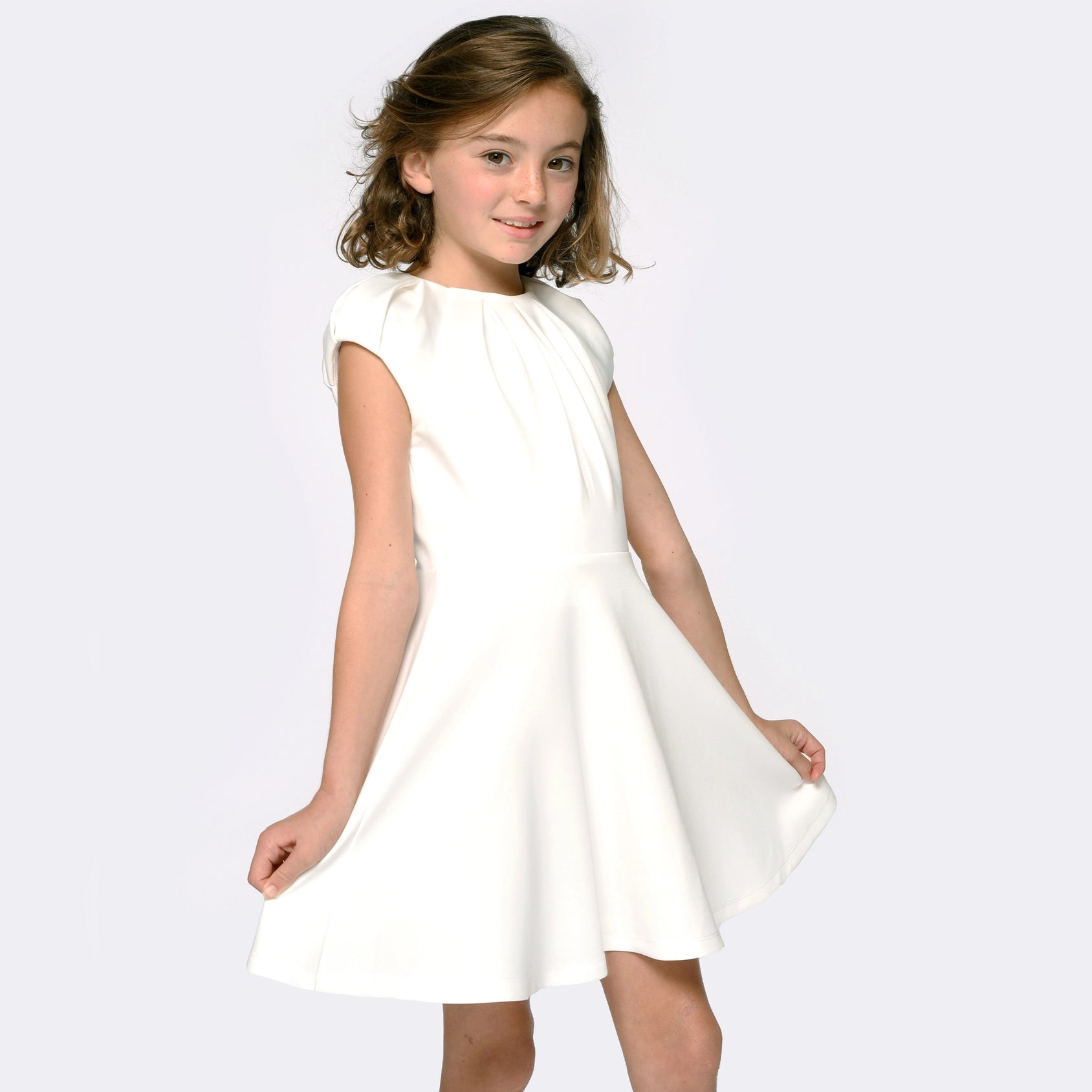 Fit & Flare White Scuba Dress
