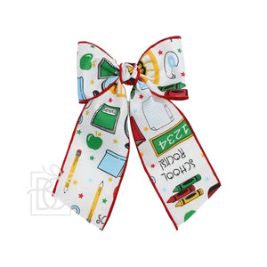 Back To School Bow w/ Euro Knot & Tails - Puddleducks Grenada