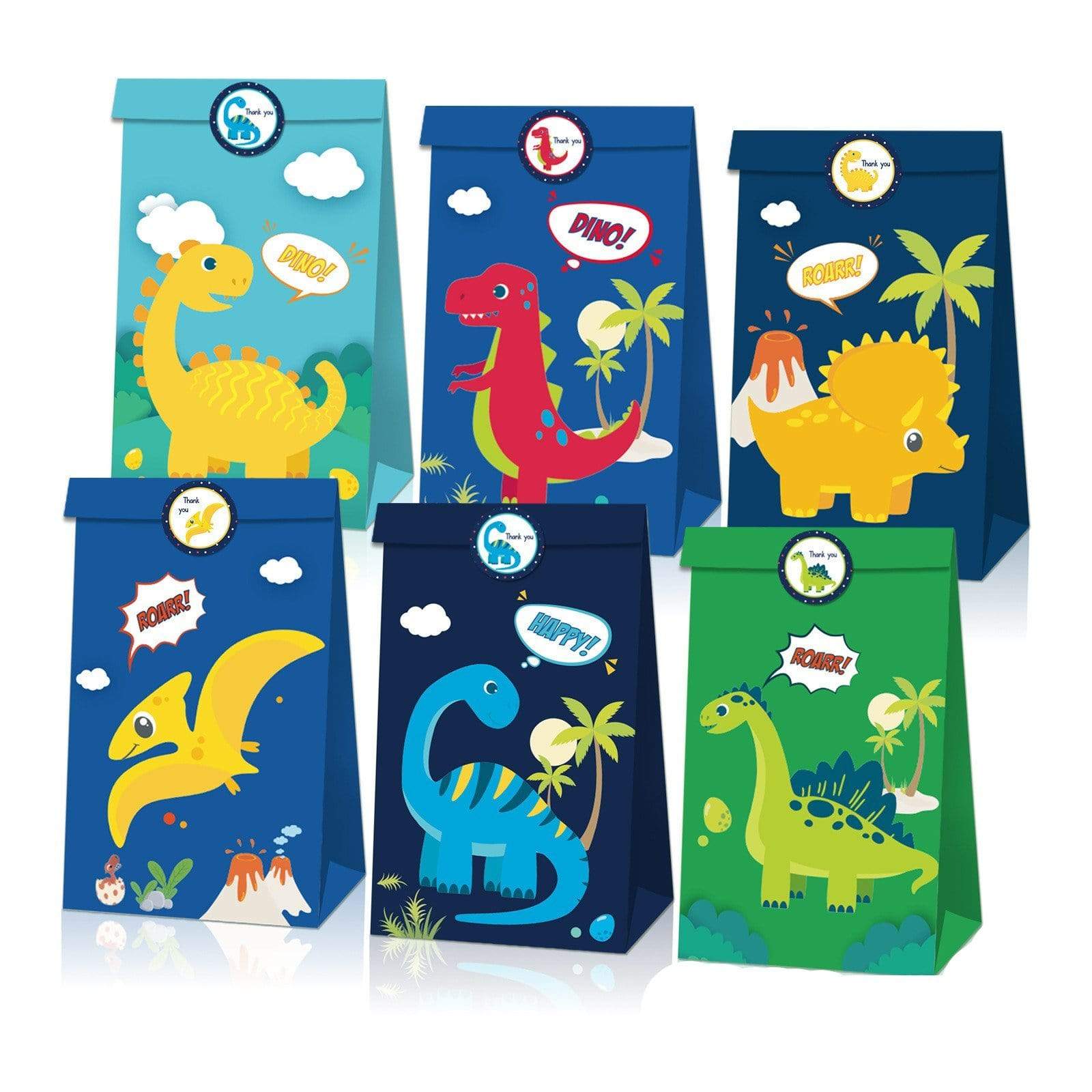Dinosaur Paper Gift Bag with Sticker for Kraft Paper Christmas Gift Ba ...