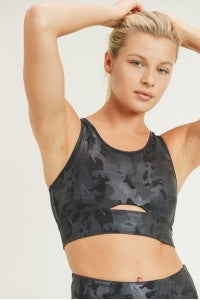 Camo Holographic Microdot Foil Peekaboo Racer Sports Bra – CLOTHES FOR  COMFORT