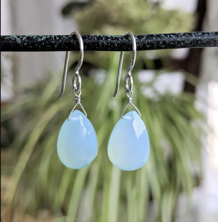 Light Blue Gemstone Earrings