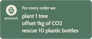 For Every Order We: plant 1 tree, offset 1kg of CO2 and rescue 10 plastic bottles!