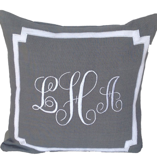 Monogram Grey Pink Elegant Simple Stylish Modern Accent Pillow