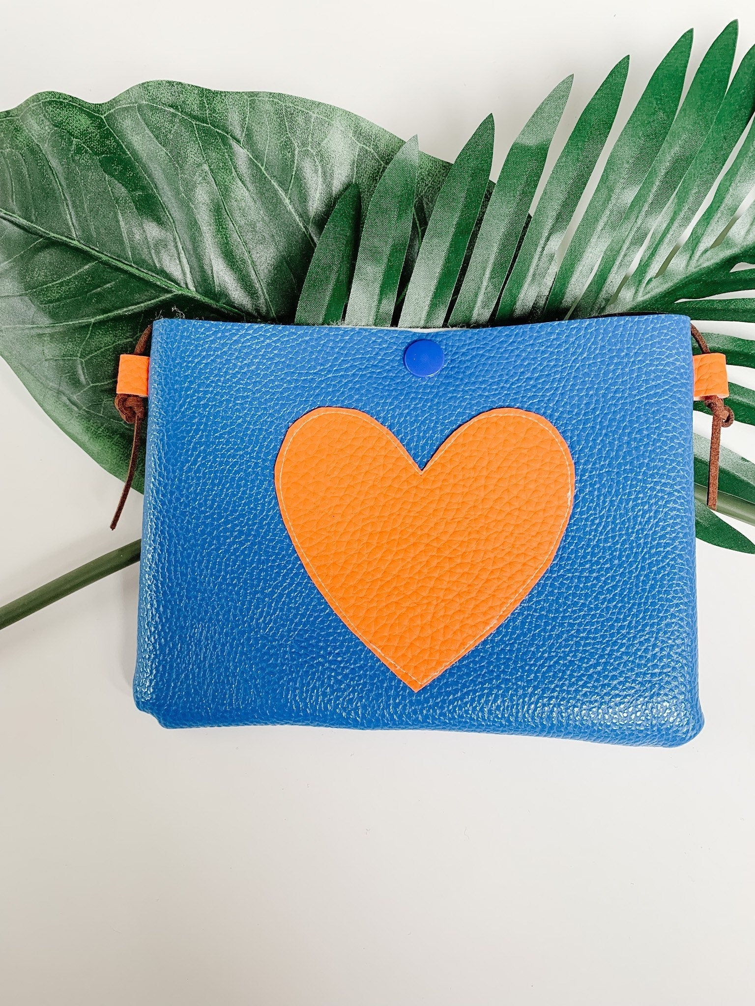 Vegan Leather Blue/Yellow Heart Purse | Vegan Purse | ZellJoy