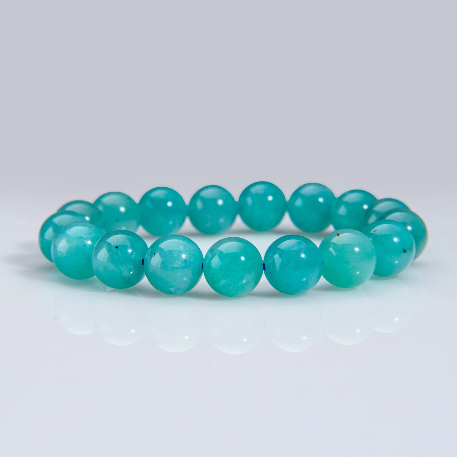 Gem Amazonite 12mm Beaded 7.5 Inch Stretch Bracelet