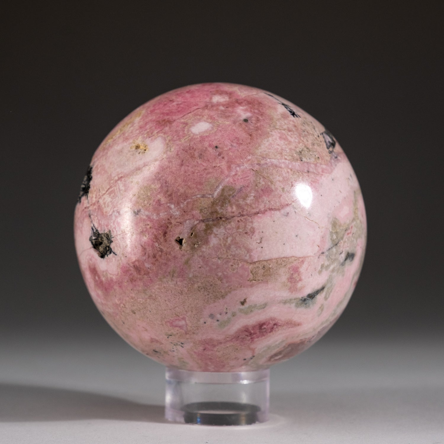 Polished Rhodonite Sphere from Peru (1.3 lbs)